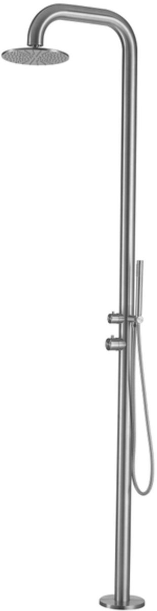 FugaFlow Eccelente Sobrado Badkamer Deluxe Vrijstaande Buitendouche - RVS 316 - handdouche - regendouche - geborsteld RVS