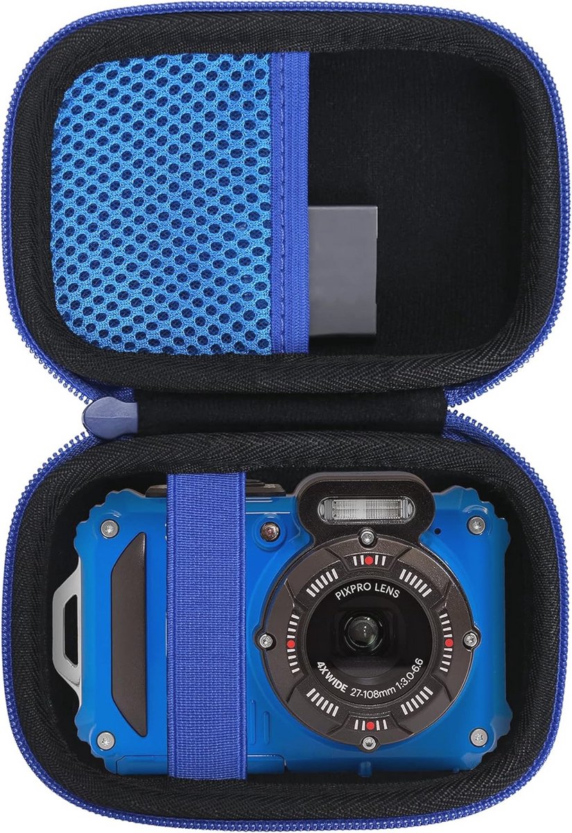 Harde reishoes voor waterdichte digitale camera - Beschermhoes voor compacte camera (blauw, 13.5x10x7cm)
