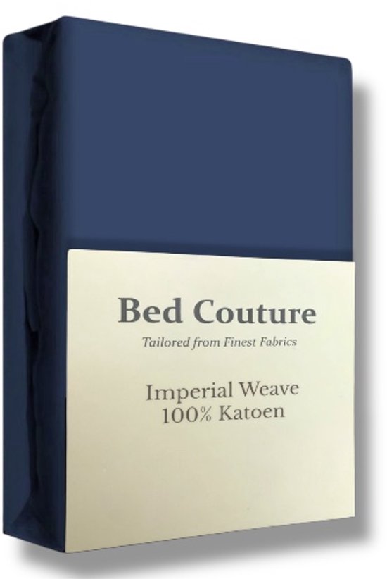 Bed Couture - Hoeslaken Twill 100% Katoen - Lit Double 120x200cm - Hauteur Angle 30cm - Ultra Doux et Durable - Marine
