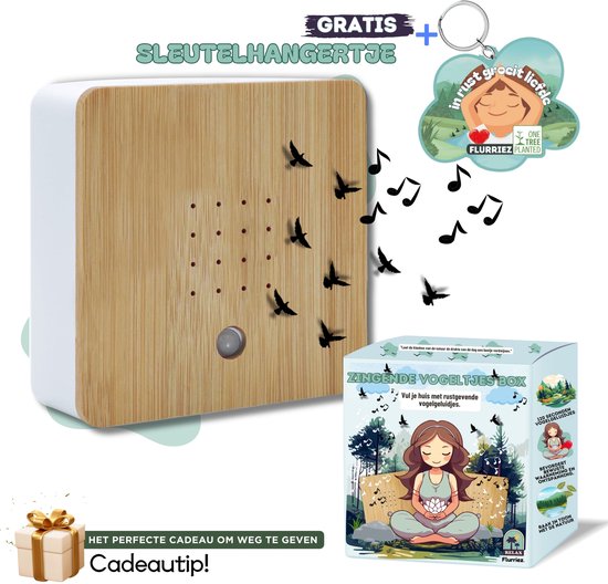 Flurriez Vogelhuisje Met Geluid - Vogelgeluiden huisje met Geluid - Met Sensor - Voor Op Toilet - Bewegingsmelder - Zwitscherbox - Singing bird box - Leuk voor in huis!