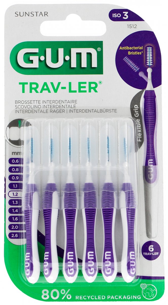 Goedkoopste GUM Trav-ler Ragers 1.2mm Paars - 6 stuks
