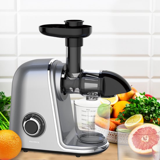 Klausberg KB-7868 Slow Juicer - 150W - Cold Press - Groenten en Fruitpers - Met Pulpreservoir - Grijs - Stille Horizontale Juicer met 7-Traps Perssysteem van Klausberg — afbeelding 5