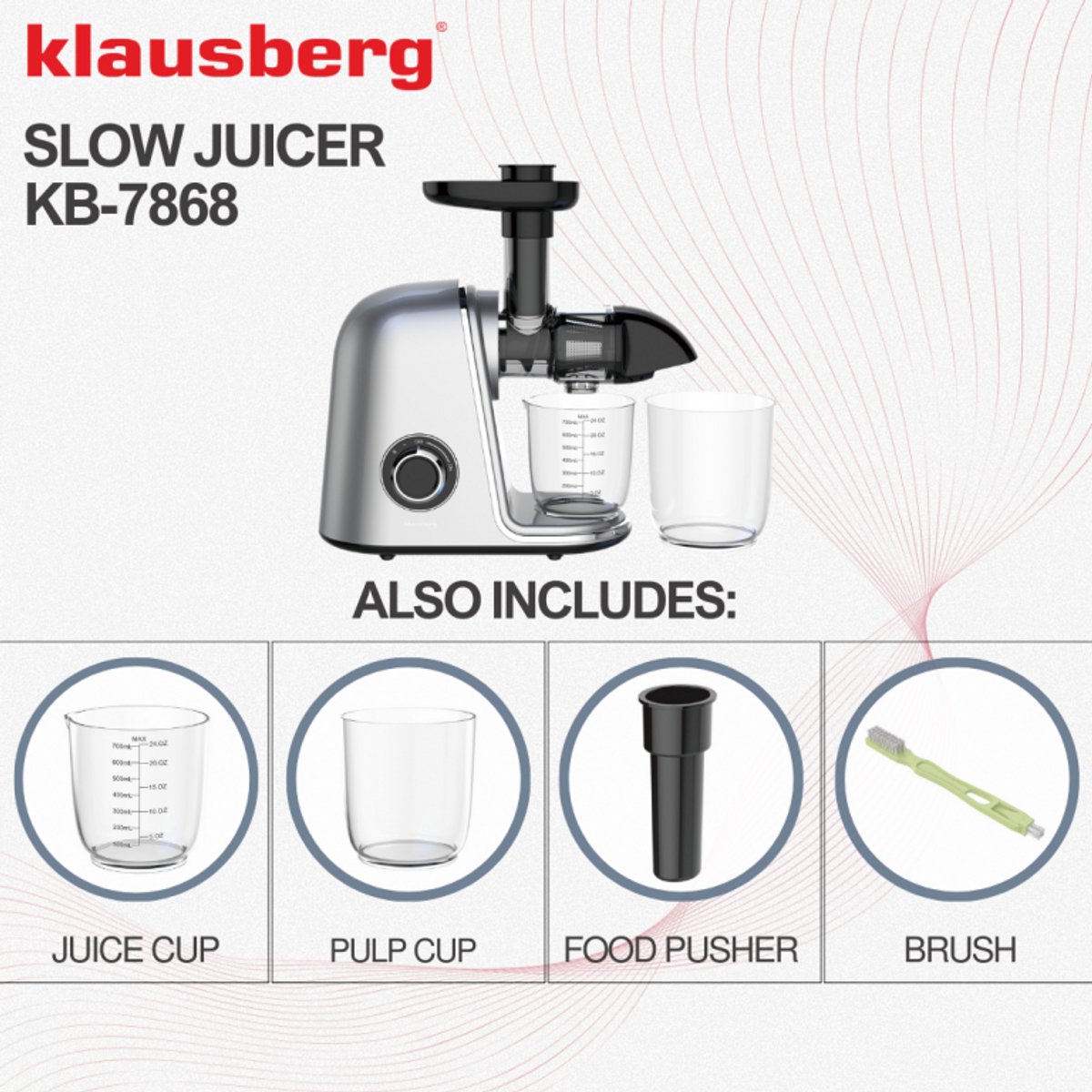 Klausberg KB-7868 slowjuicer harde groenten 2026 review keukenapparaatgids.nl