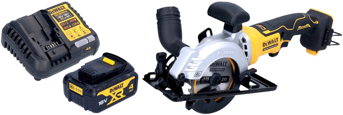 DeWalt DCS 571 M1 Accu-cirkelzaag 18 V 115 mm borstelloos + 1x accu 4.0 Ah + lader