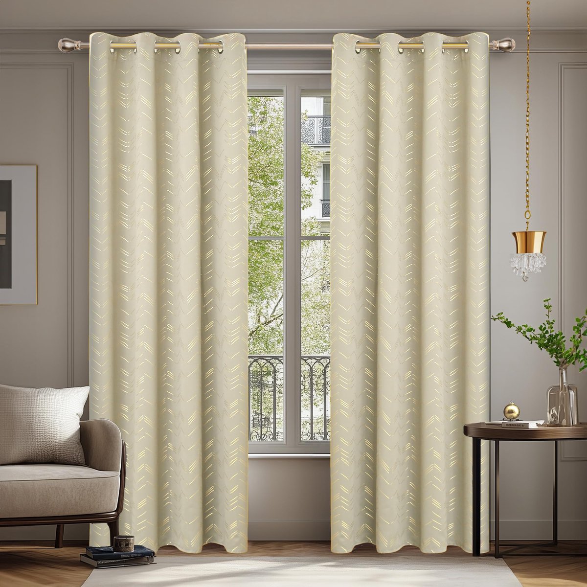 Ibenzoa Stijlvolle Verduisteringsgordijnen met Isolerende Eigenschappen voor Optimal Comfort en Privacy beige