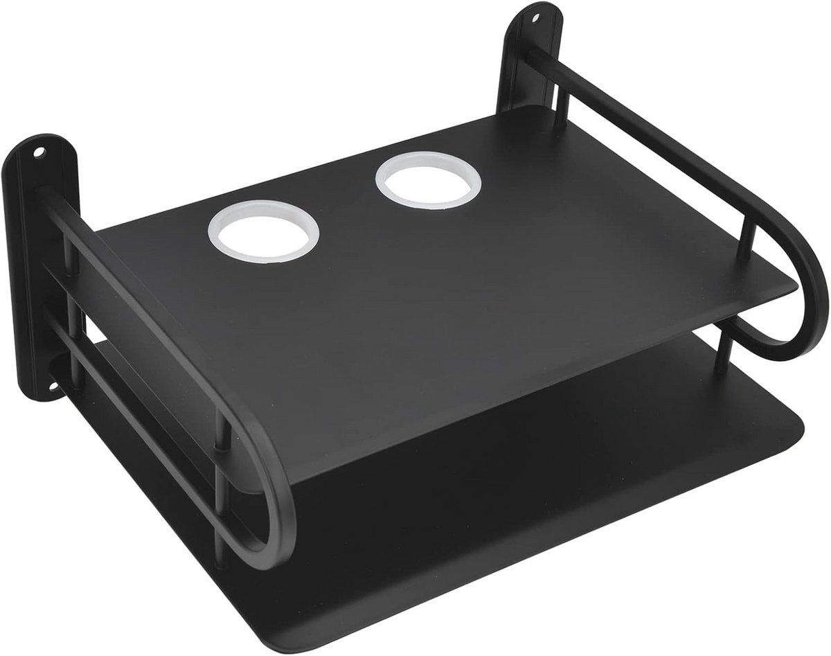 Dubbellaagse zwevende muurbevestiging voor TV en router - Opbergdoos voor modem en DVD