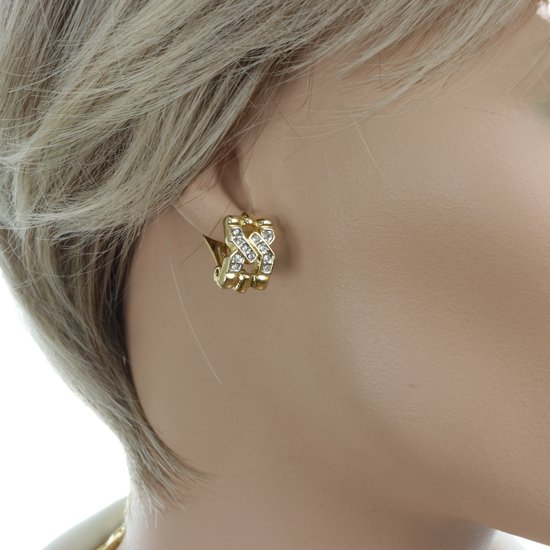 Behave – Parure de bijoux – Couleur or – Cristal – Collier + Clips oreilles – Classique – 42 cm – Emballage cadeau