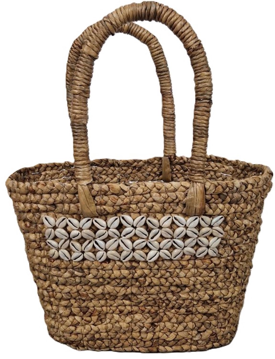 Tas waterhyacint met schelp ter decoratie
