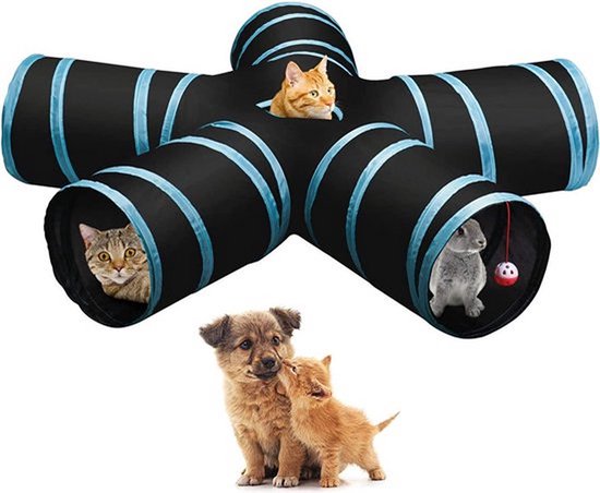 SWAWIS Regenboog kattenspeelgoed, kattentunnel, 3-in-1 opvouwbare