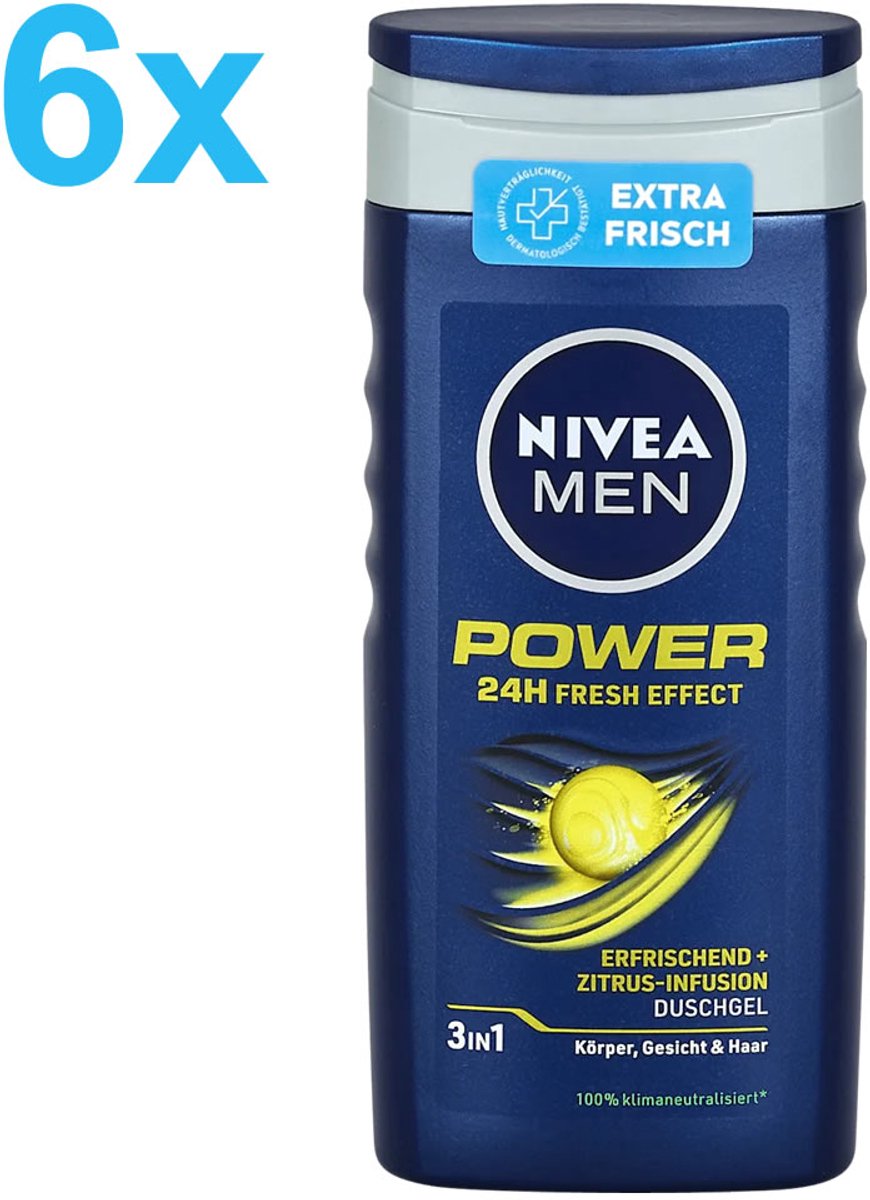 NIVEA – MEN – 3 in 1 – Energy – Douchegel – 6x 250 ml - Voordeelverpakking