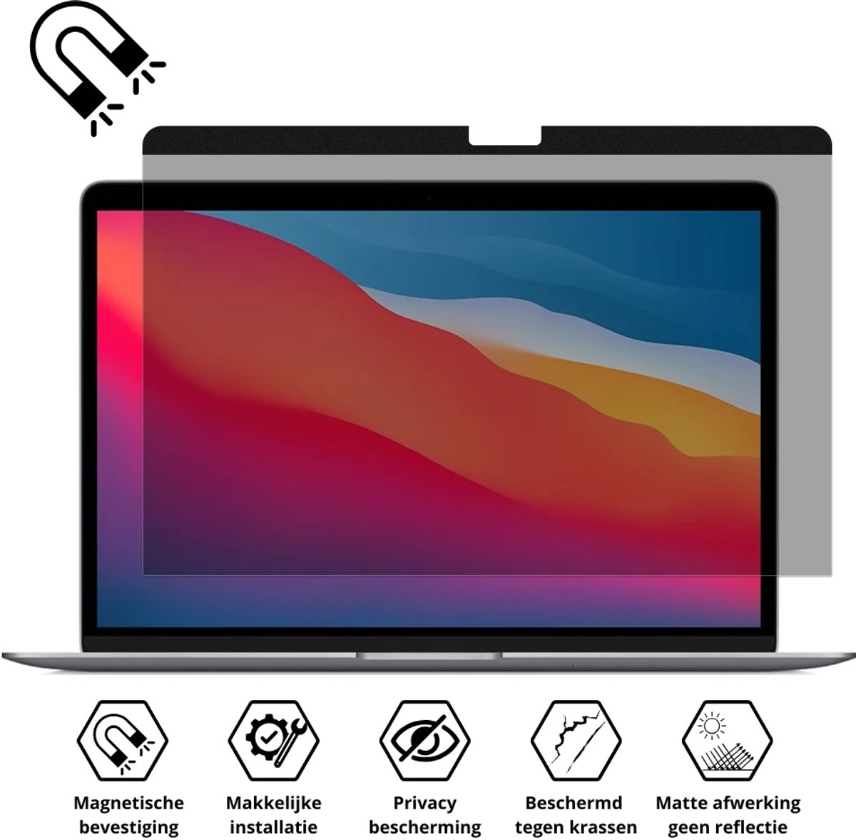 Macbook Air 2018 Zijzicht Bescherming Laptop PYS Écran De Confidentialité à 4 Voies Pour MacBook Air 13 (2018-2021 360 Graden Privacy Filter 13 Inch Anti-verblinding Beschermer