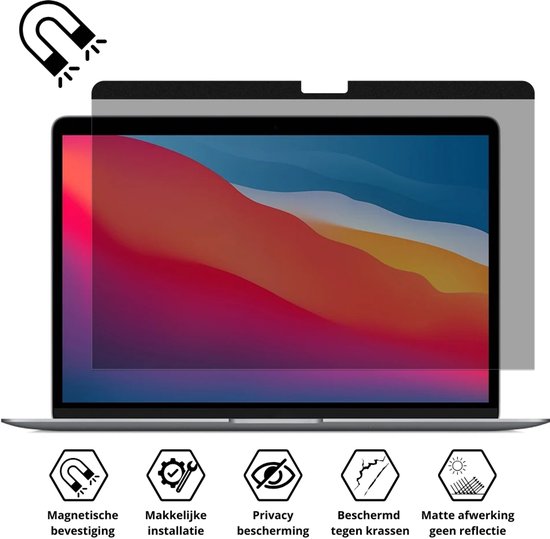 Mastersøn - Écran de confidentialité - Convient pour Apple Macbook 13 pouces - 13'' - Ordinateur portable - Écran de confidentialité - Protecteur - Filtre anti-lumière bleue - Avec aimants - Plug & Play