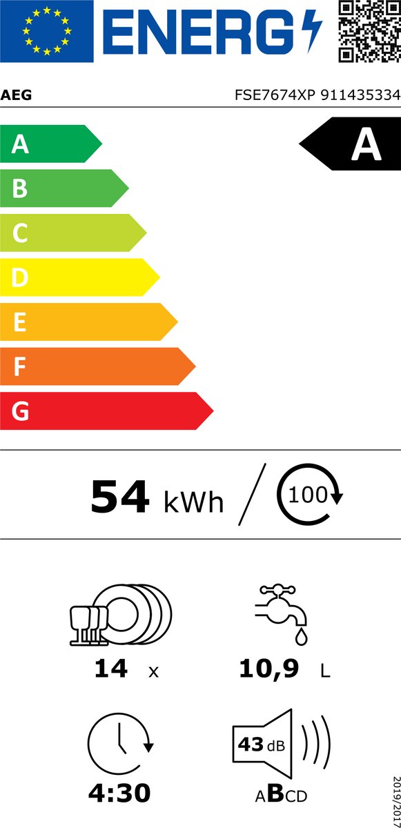 AEG FSE7674XP 5000 serie - Inbouwvaatwasser - AirDry - 14 couverts - Energielabel A — afbeelding 3