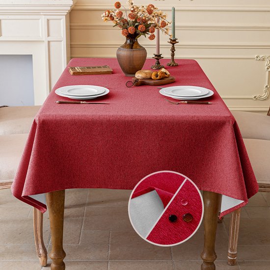 BAZIOE Tafelloper in linnenlook, rood, 180 x 32 cm, moderne tafelloper en wasbaar, voor eettafel, tafeldecoratie, meubels