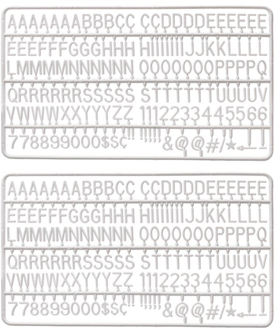 Set de lettres IEZZY pour tableau à lettres 2x150 blanc