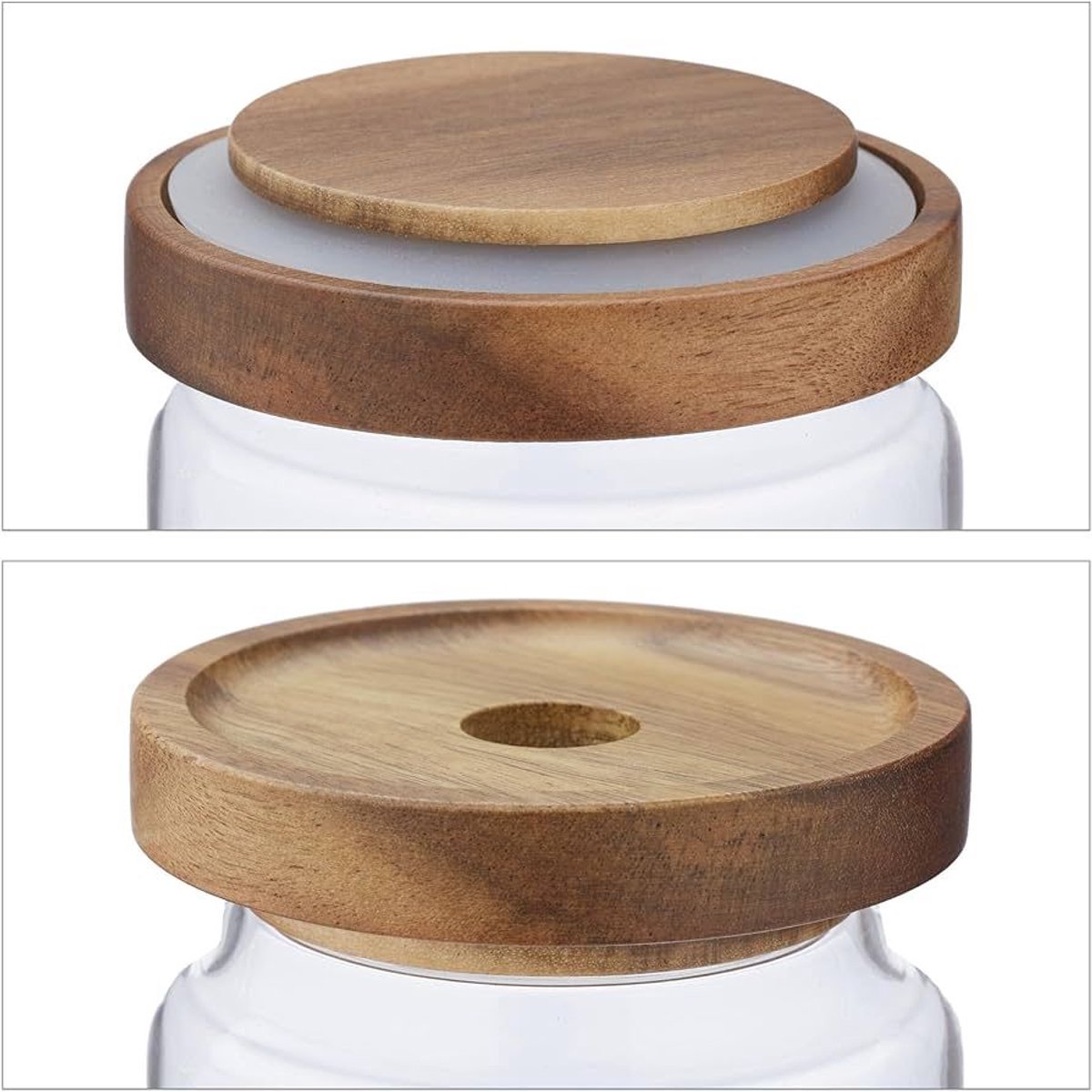 Bavary Glazen Voorraadpotten – Set van 3 | Met Bamboe Deksel – 650ml / 850ml / 1100ml