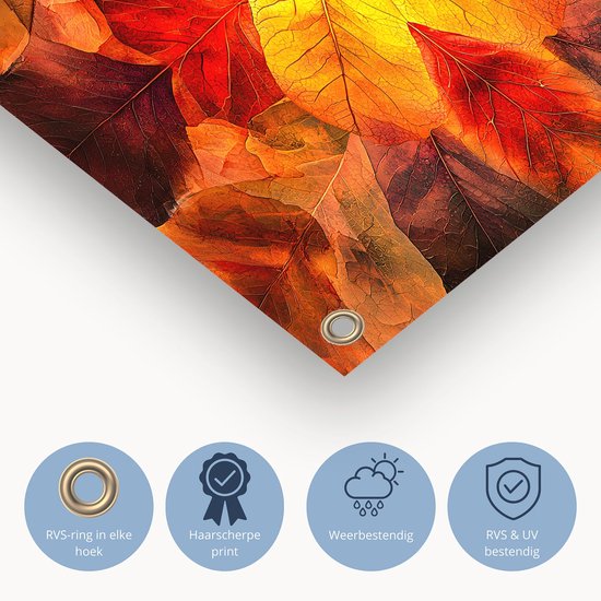 Symmetrische herfstbladeren in kleur - Herfstblad posters - Poster van buiten bladeren - Abstract - Decoratie voor buitenmuren - Decoratie muur - tuinposter 45x30 cm