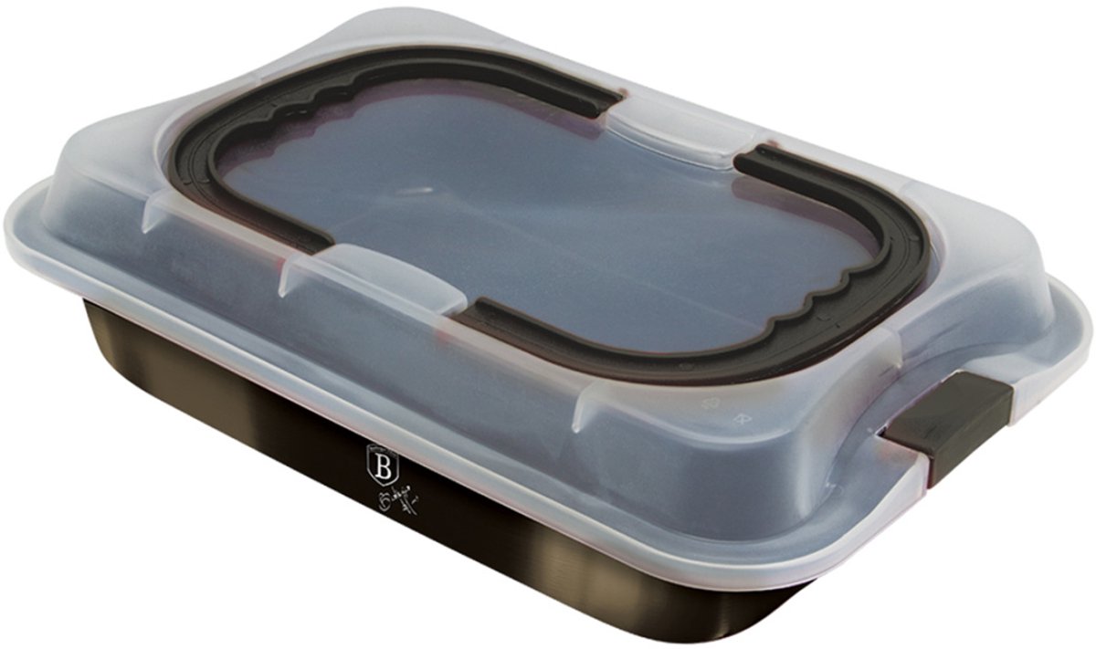 Berlinger Haus ShinyMetallic Line - Bakvorm met Deksel - 36,5cm x 24,5cm x 5,5cm - Zwart Opaliserend - Niet-klevende Coating