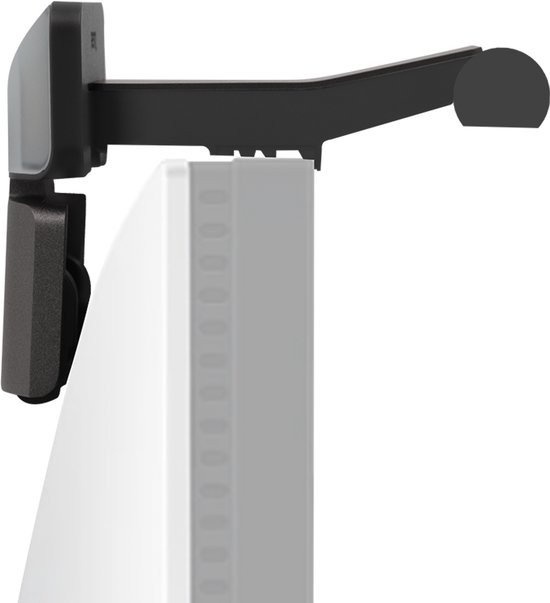Zijaanzicht van de BenQ ScreenBar Halo gemonteerd op een monitor, met een focus op de bevestigingsclip.