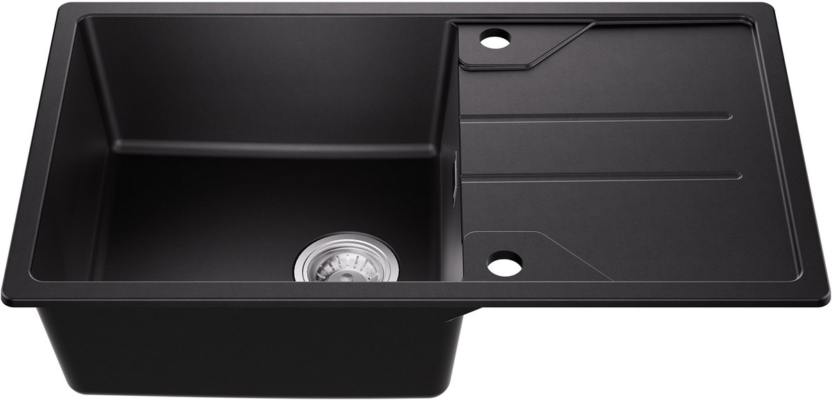 DERW MAX Granieten spoelbak - Spoelbak Keuken - spoelbak 78x45CM - Spoelbak Keuken - Wasbak met waterafvoersysteem
