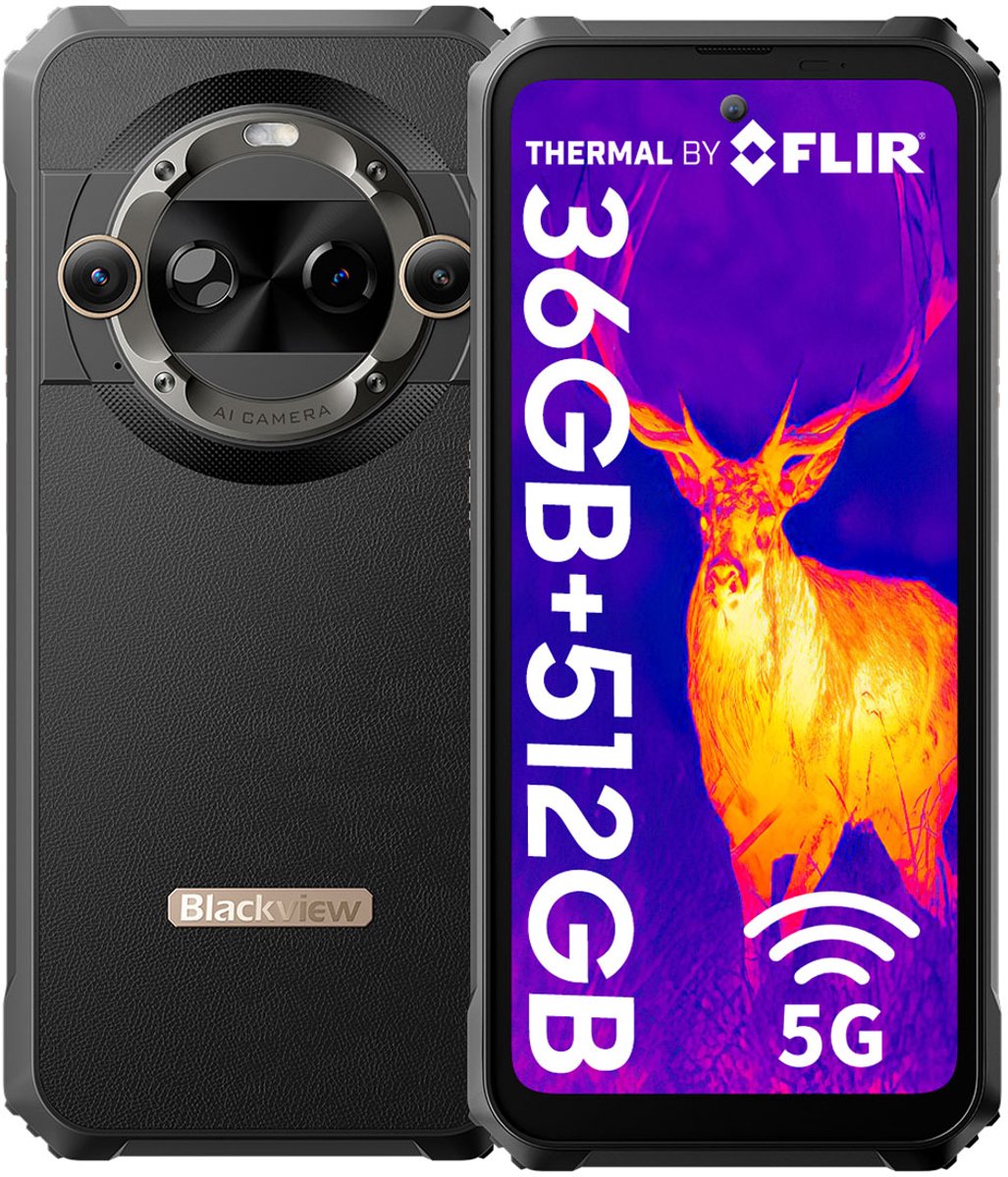 Blackview BL9000 Pro - 5G Robuuste Smartphone - 36GB+512GB - 6.78 inch - 8800mAh 120W Snel opladen - IP68 Waterdicht - Outdoor Mobiele Telefoon - Android 14 - NFC - GPS - Zwart