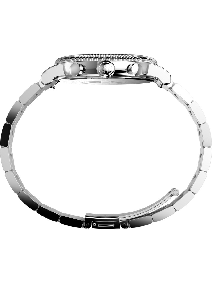 Timex Waterbury Coin Edge Quartz Chronograph Watch Silber Case: 100% Laag Lood Messing | Armband: 100% Roestvrij Staal 40 mm TW2W20900AJ
