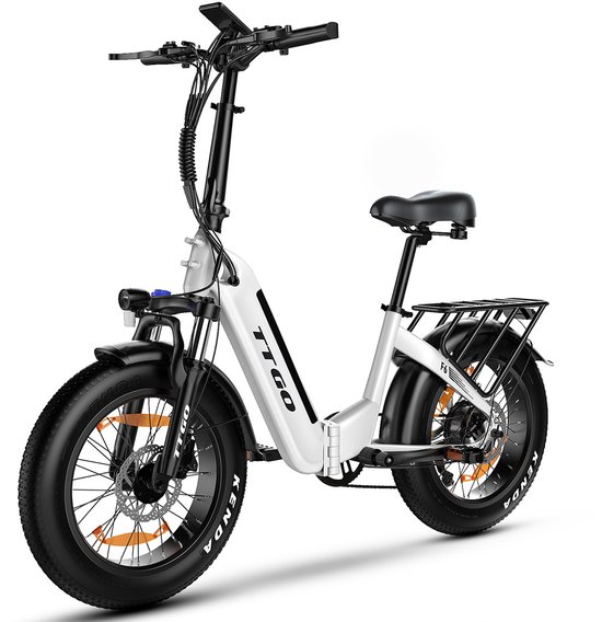 Elektrische Fiets TTGO F6 - Elektrische Vouwfiets - 900Wh/25Ah Accu - 80 km Bereik - 250W Motor - 20x4 Inch Fatbike Wielen - Shimano 7 Versnellingen - Hydraulische Schijfremmen - LCD Display - Elektrische Stadsfiets - Wit