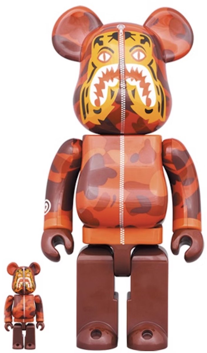 400% & 100% Bearbrick set - Camo Tiger by BAPE (Red ver.)