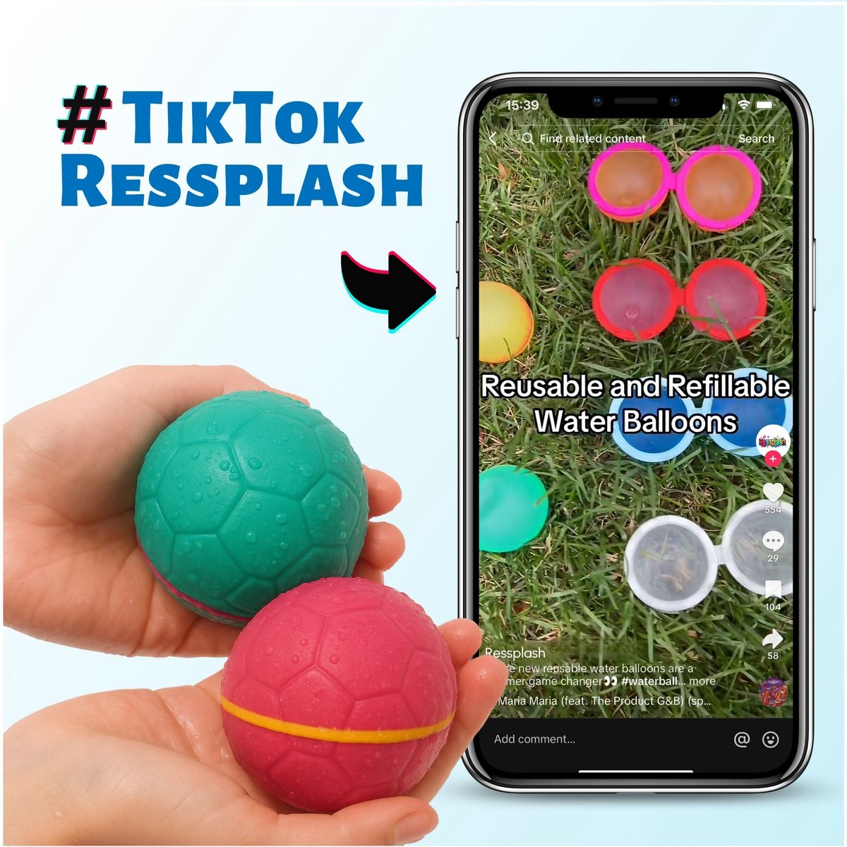 Ressplash® 10 Herbruikbare Waterballonnen - 10 Stuks - Zelfsluitend - Magnetisch - Watergevecht Speelgoed Kinderen - Waterspeelgoed Buiten - Splashbal - Zomer Cadeau – foto 2