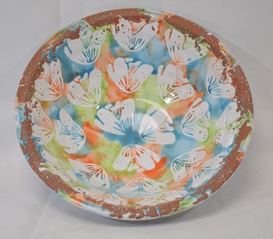 ZoeZo Design - bol - robuste - coupe à fruits - bol de service - coupe à fleurs - vintage - orange - vert - bleu - H8 x Ø 24 cm