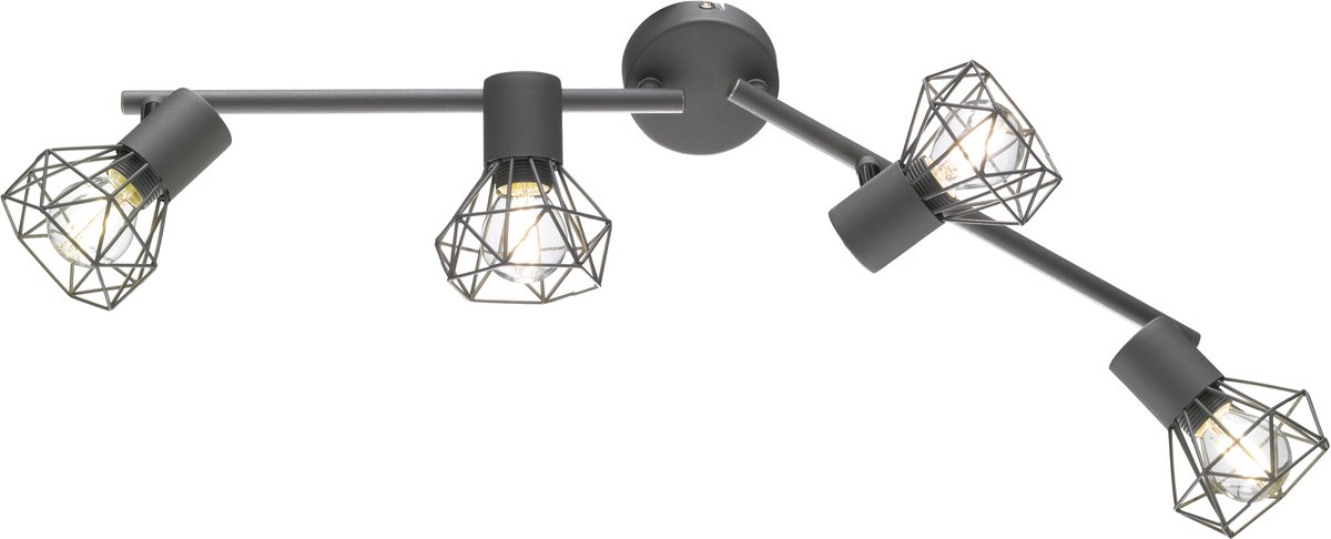 Fischer & Honsel Ran - Plafondlamp - 4x E14 fitting - 60 x 18cm - Donkergrijs