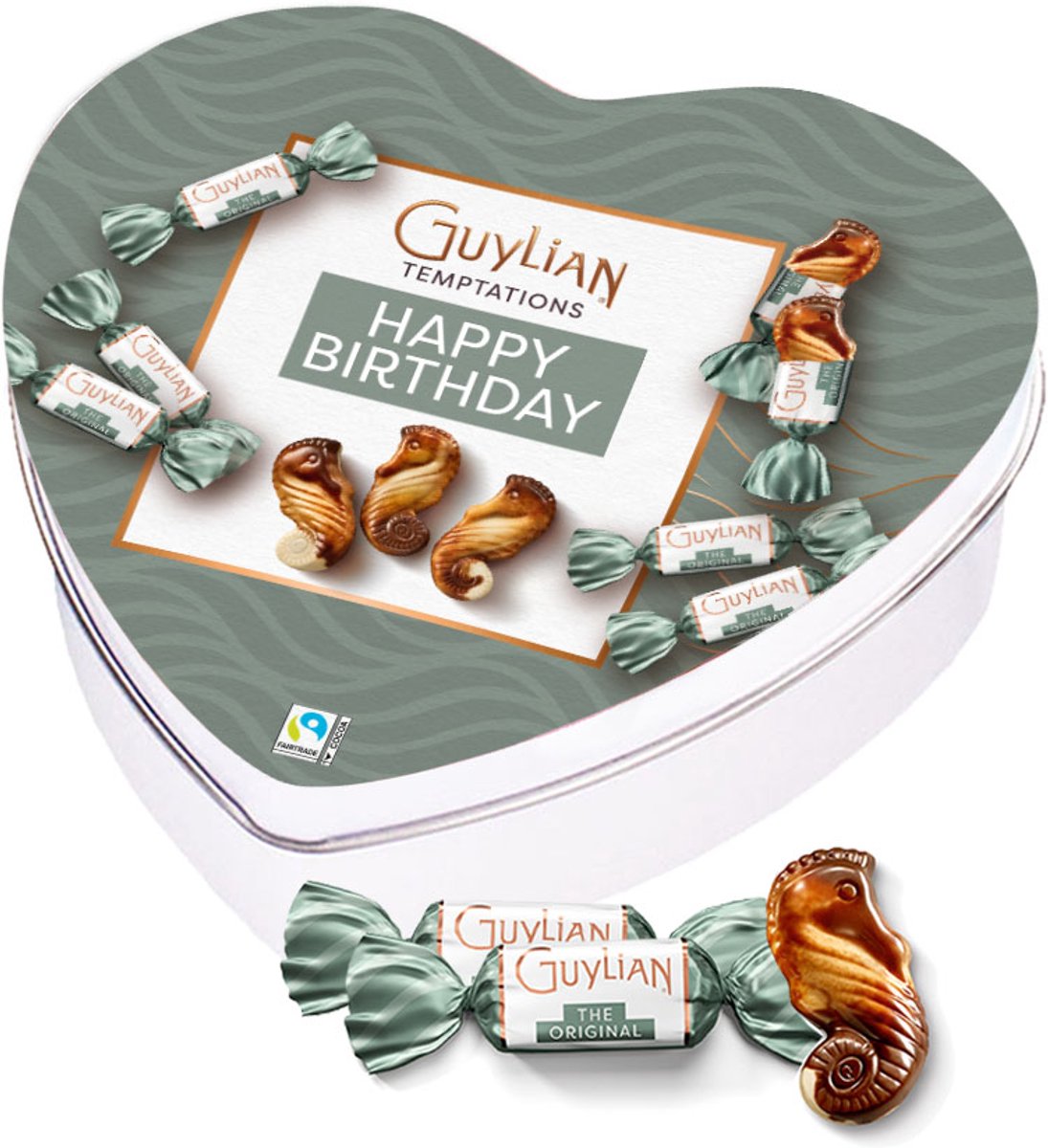 Guylian geschenkdoos hartje "Happy Birthday" - Temptations Original Praliné - melkchocolade met praliné - verjaardagscadeau - chocoladecadeau - 104.50g