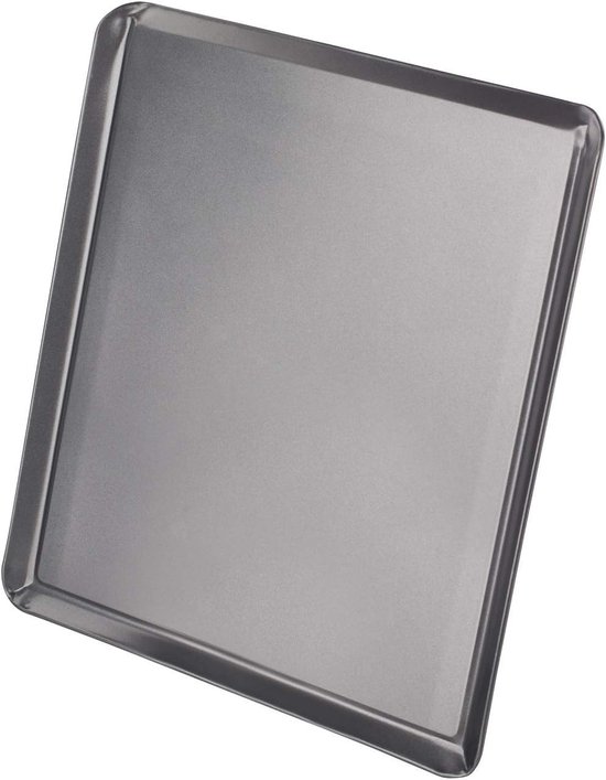 Plaque de cuisson Chef Aid – Antiadhésive – 31 x 27 cm – Acier carbone – Pour biscuits, Pizza, légumes et plus encore – Compatible congélateur et four – Grijs