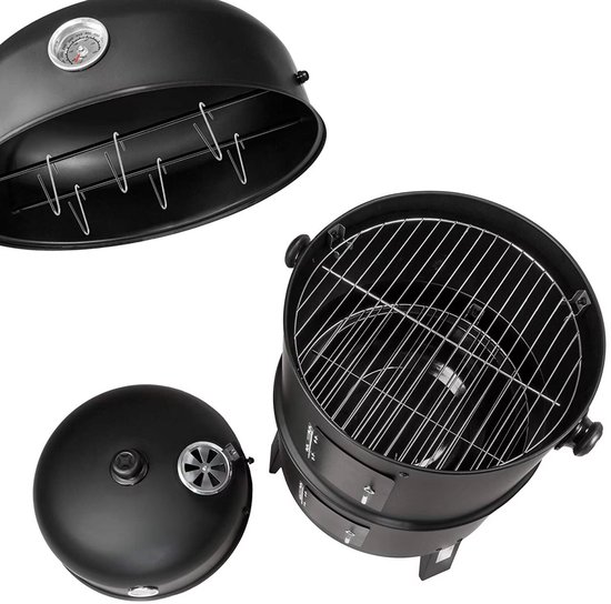 Houtskool grill - 3-in-1 - Ø45 cm - Houtskoolbarbecues - Briketten - Met deksel - Smoker — afbeelding 3