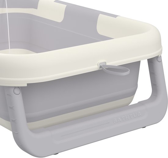 Aufun babybadje, antislip en opvouwbaar, draagbaar bad met touchscreen LCD display, grijs — afbeelding 4