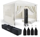 COSTWAY Paviljoen, 3 x 3 m, pop-up vouwpaviljoen met muggennet, zandzakken en roltas, uv-bescherming 50 , tuintent, partytent, stabiel en waterdicht, tuinpaviljoen voor feest, camping, wit
