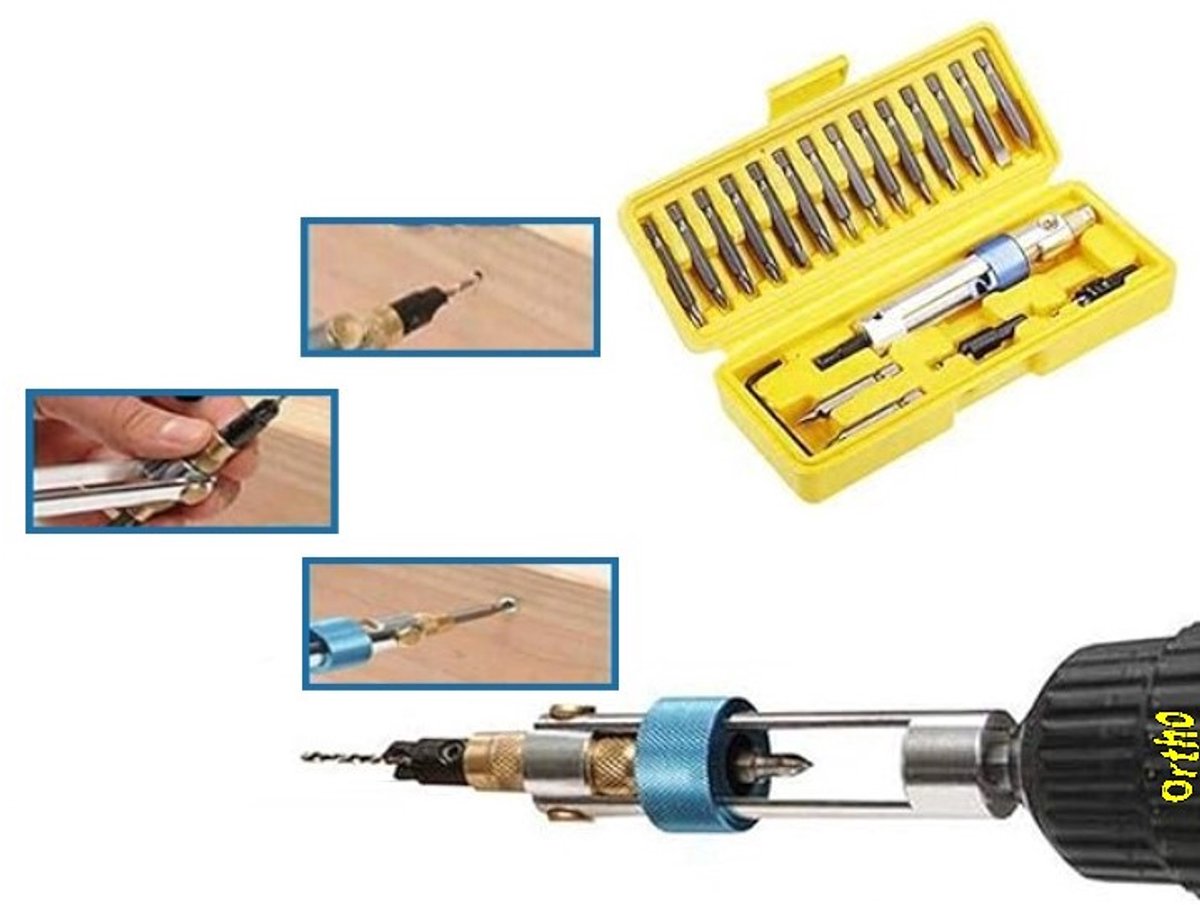 Ortho® - Drive Driller Set - 20 delige bithouderset - Schroevendraaier bits - Kopboormachine set - Reparatieset - Draagbare doos