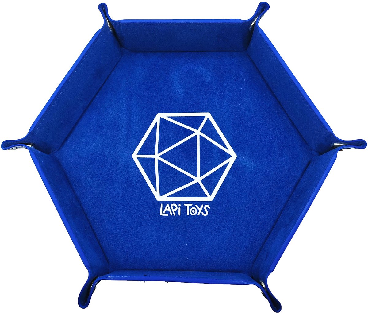 Lapi Toys - Dungeons and Dragons dobbelbak - Dobbelbak - DnD polydice tray - D&D dice tray - Dobbelpiste - Opvouwbaar - Kunstleer - Fluweel - Blauw