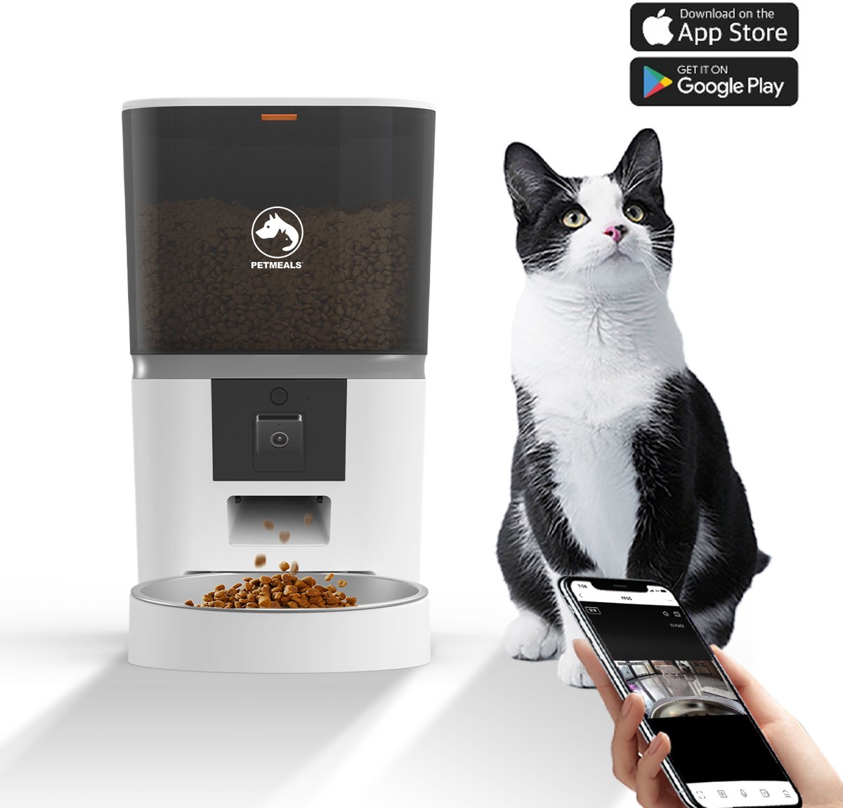 Afbeelding 2 van PetMeals® SmartFeed Pro - Automatische Voerbak - WiFi & App Bediening - Full HD Camera - 6L Inhoud - Voor Katten & Honden
