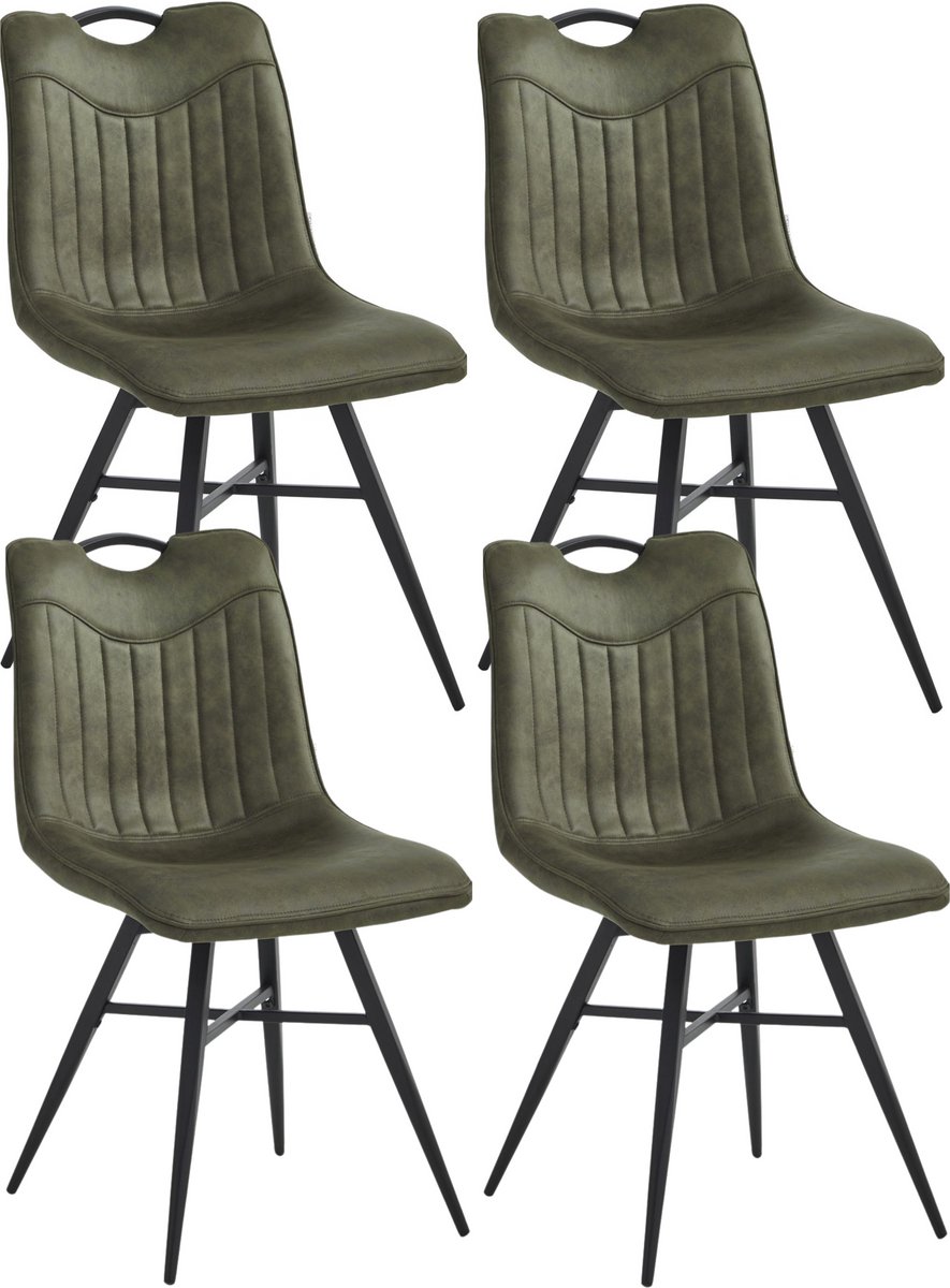 Colenis® - Verty Eetkamerstoel - Set van 4 - Groen - Microvezel - Microfiber - Industrieel - Design