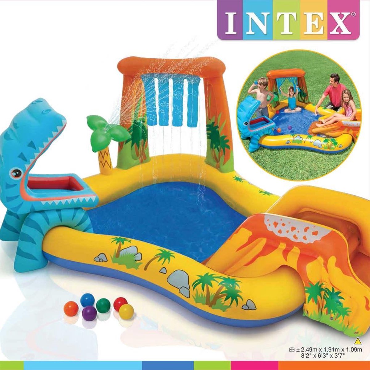 Apt enkel rooster Intex Speelzwembad Dinosaurus - 191x249x109cm | bol.com