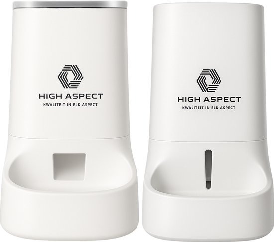 High Aspect® - Automatische voerbak - Set van 2 - Wit - Voerautomaat kat - Fontein kat - Waterbak en Voerbak Dispenser - Drinkbak hond - Katten / Honden - Voerautomaat - Voerbak kat - Voerbak hond - Voerbakken
