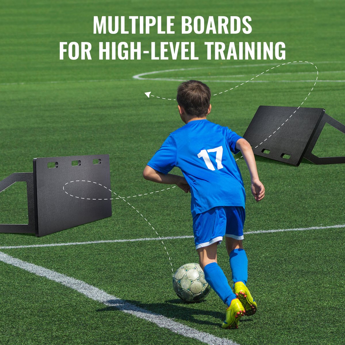 Voetbal Rebounder - Rebound Bord / Passeerwand - 115 x 45 cm - HDPE - Draagbaar - Voor Kinderen en Tieners - Zwart