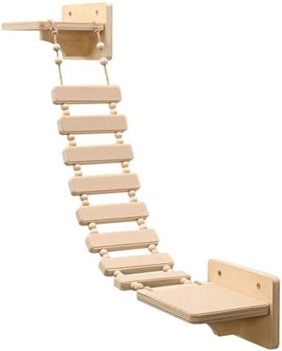 Ladder Plank Navaris Katten Klimmuur Met Brug - 2 Kattenplankjes Voor De Muur - Max Navaris Kattenplanken Muur Brug Antislip Tot 13 Kg Speelgoed