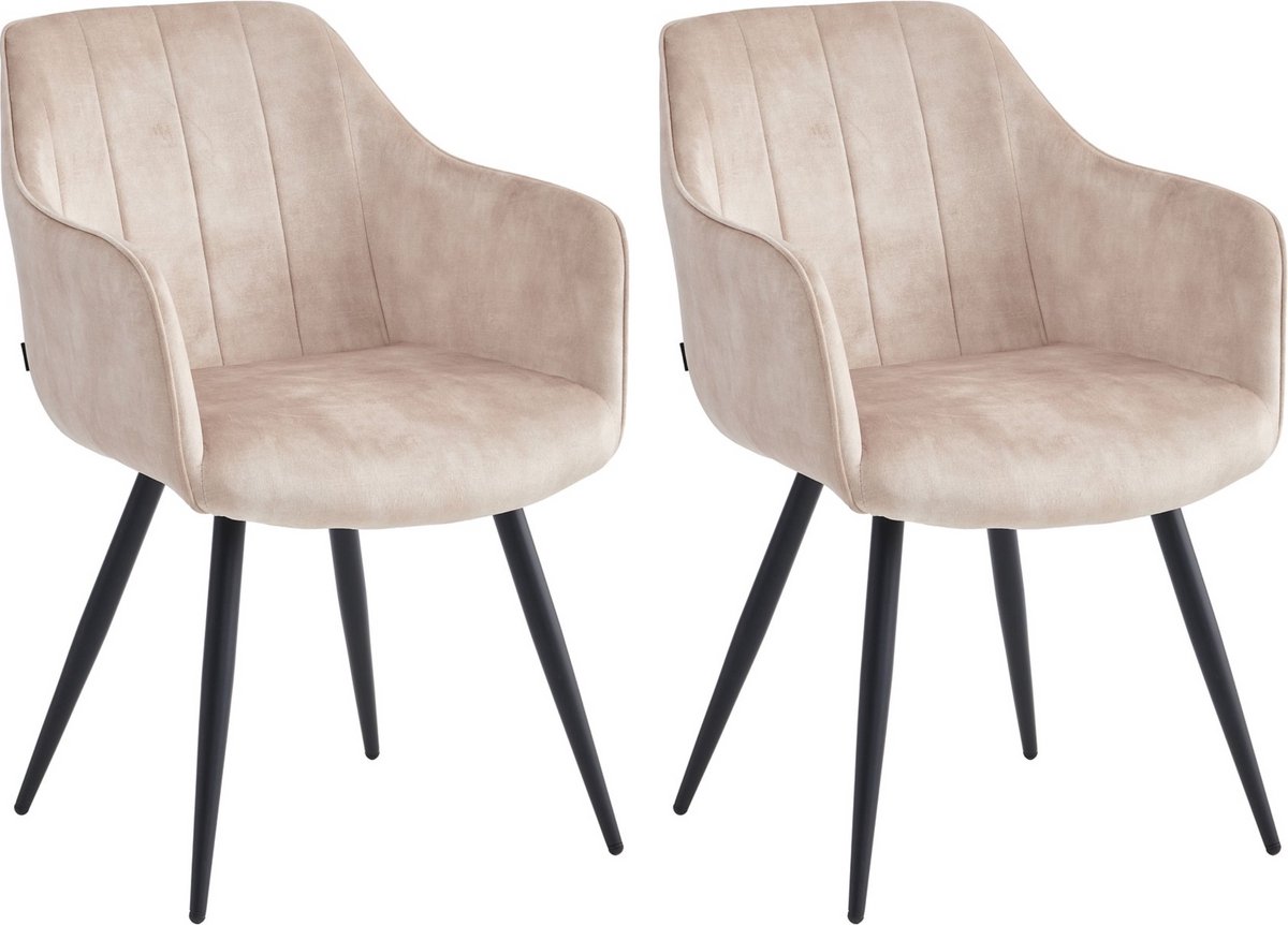 Colenis Verto Eetkamerstoel - Set Van 2 - Beige - Adoré Velvet - Industrieel