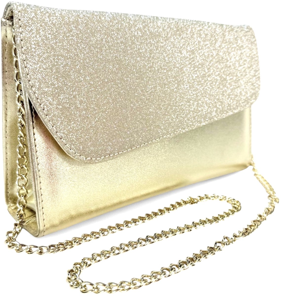 Gouden Gala tas - Verfijnde elegantie - Made in Italy - Mooie glans en glinstering - Clutch - Feestdagen - Gala - Trouwpartijen