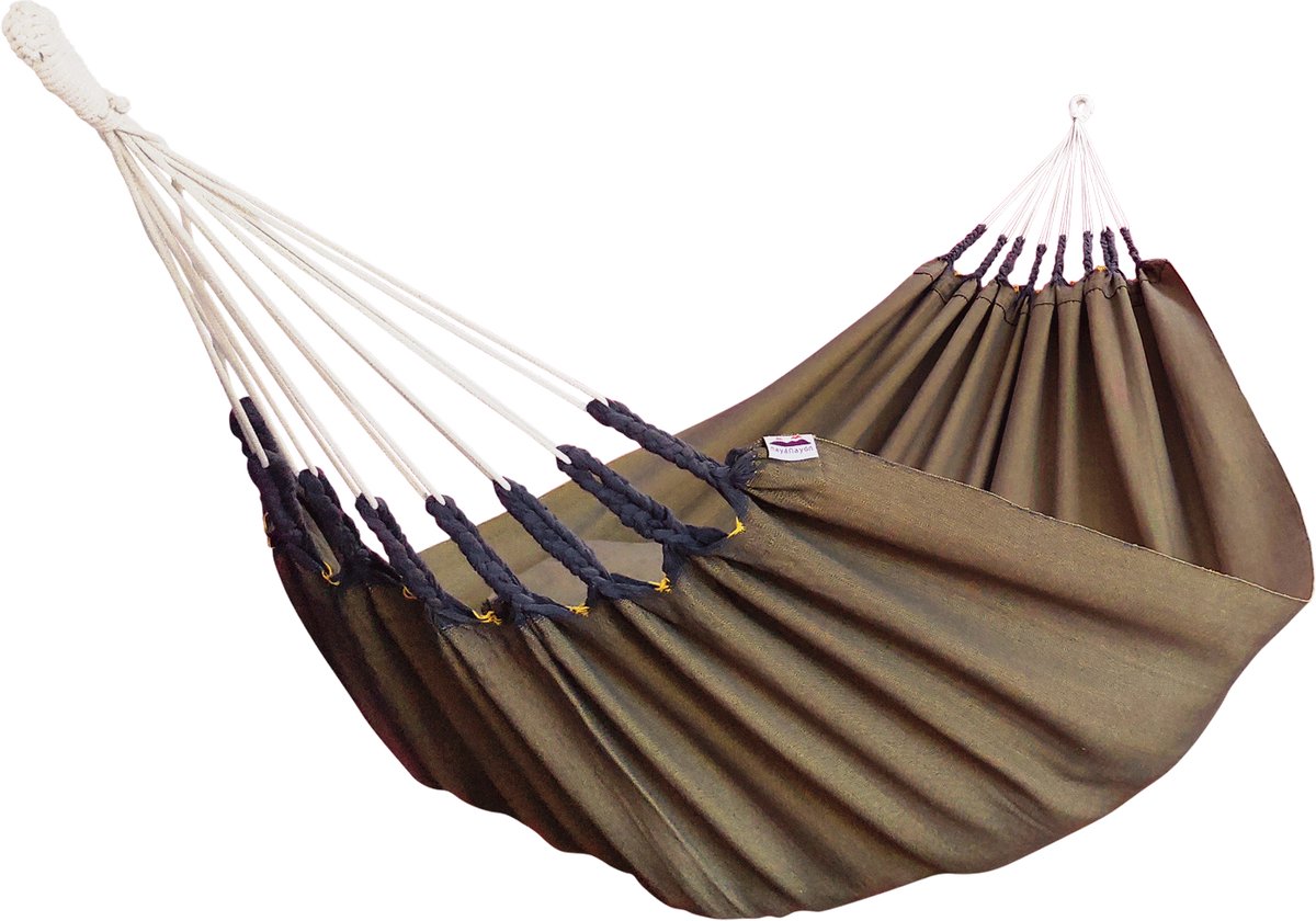Naya Nayon Hangmat Goudglans Dubbel (2-persoons) - 160 x 360 cm - 100 % katoen - handgemaakt in Ecuador