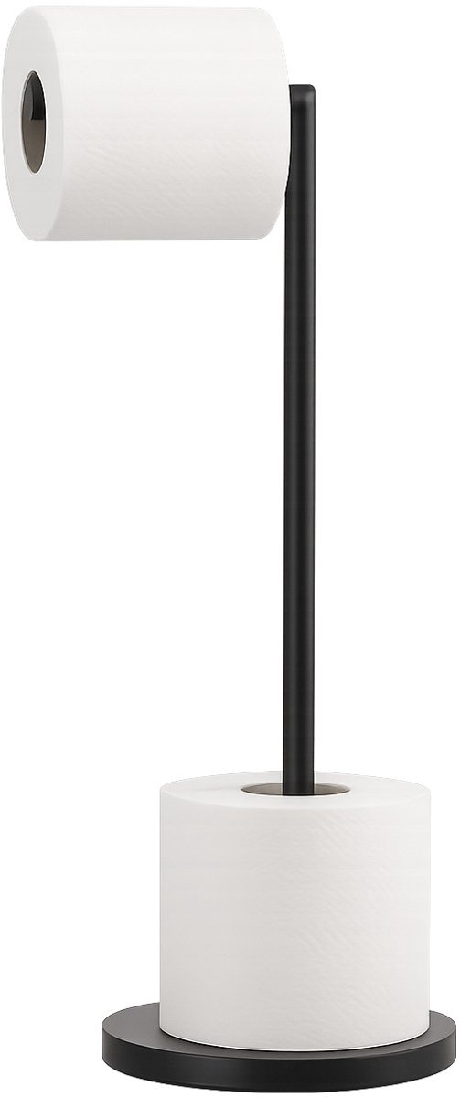 GDRN Staande Toiletrolhouder – Zwart RVS – 4 Rollen – 55 cm – Modern Design