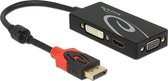 Premium DisplayPort 1.2 naar HDMI, DVI en VGA adapter / zwart - 0,15 meter
