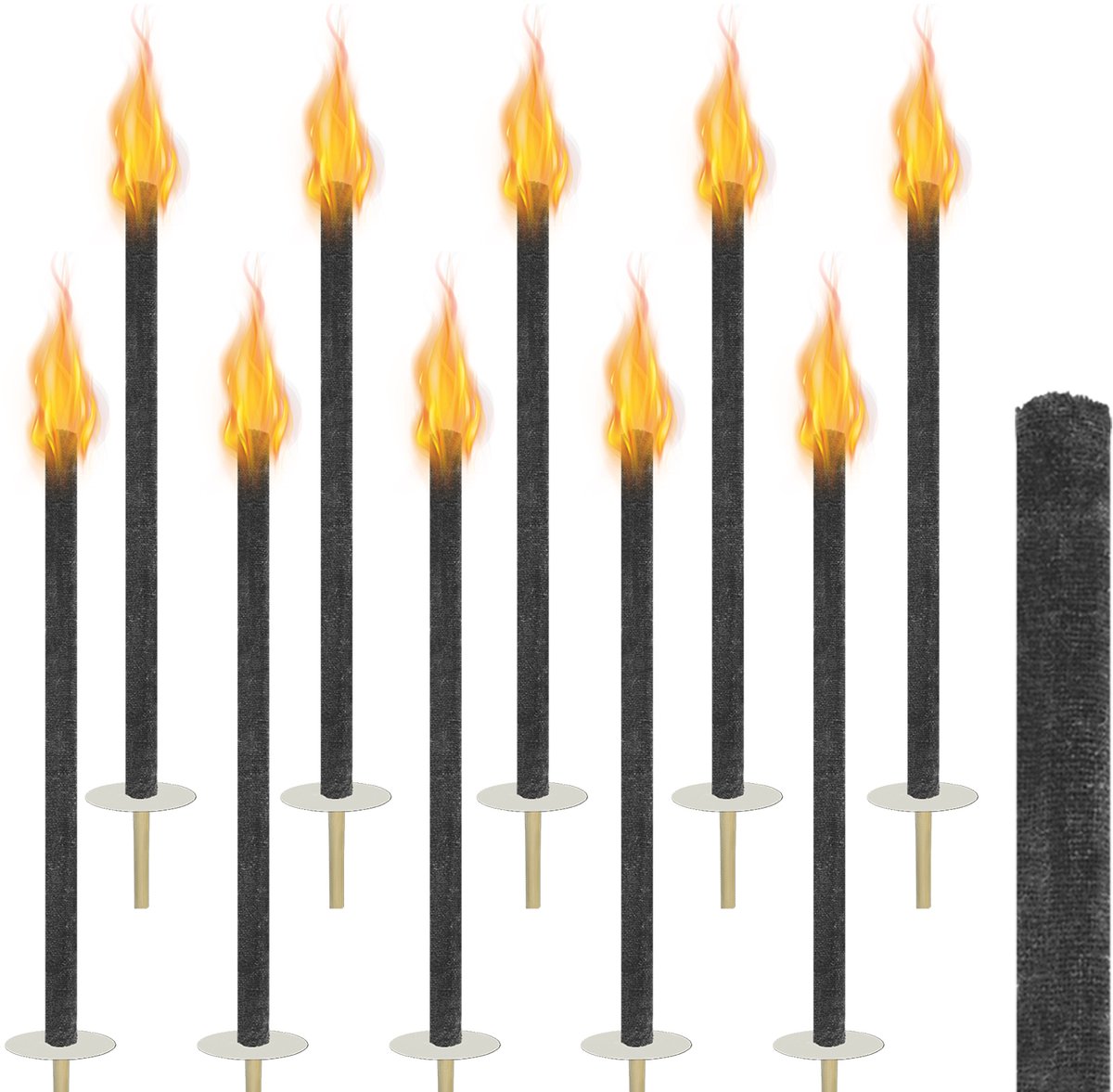 Aufun 10 Stuks Fakkels Voor Buiten Wax Fakkels Brandtijd 100 Min Fakkels Met Handbescherming En Extra Lange Handgreep